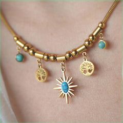 Elegant Necklace with Turquoise Charms