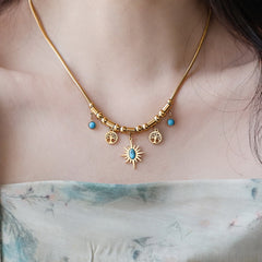 Elegant Necklace with Turquoise Charms