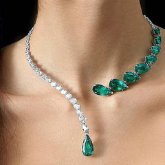 Elegant Green & White Crystal Necklace