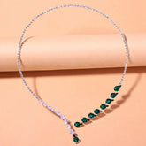 Elegant Green & White Crystal Necklace