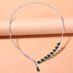 Elegant Green & White Crystal Necklace