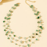 Triple Layer Green Aventurine Chip Stone Necklace