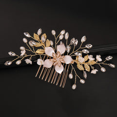 Floral Pearl and Crystal Hair Comb for Brides - Wedding Hairpiece