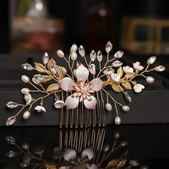 Floral Pearl and Crystal Hair Comb for Brides - Wedding Hairpiece