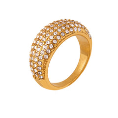 Gold-Plated Crystal Pave Dome Ring