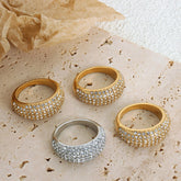 Gold-Plated Crystal Pave Dome Ring