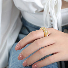 Gold-Plated Crystal Pave Dome Ring
