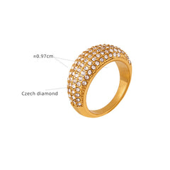 Gold-Plated Crystal Pave Dome Ring