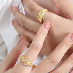 Gold-Plated Crystal Pave Dome Ring