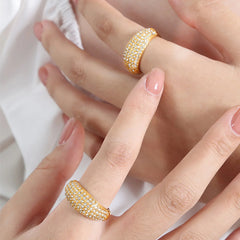 Gold-Plated Crystal Pave Dome Ring