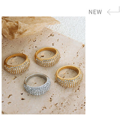Gold-Plated Crystal Pave Dome Ring