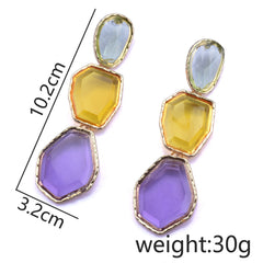Tricolor Geometric Drop Earrings