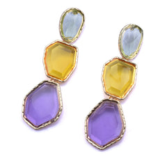 Tricolor Geometric Drop Earrings