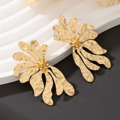 Bold Gold Statement Flower Earrings