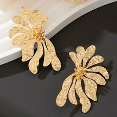 Bold Gold Statement Flower Earrings
