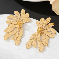 Bold Gold Statement Flower Earrings