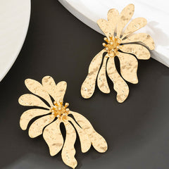 Bold Gold Statement Flower Earrings