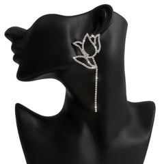 Sparkling Rhinestone Tulip Drop Earrings