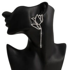 Sparkling Rhinestone Tulip Drop Earrings