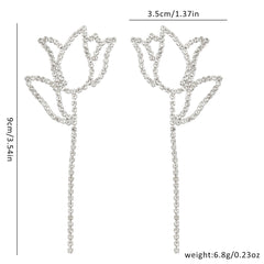 Sparkling Rhinestone Tulip Drop Earrings