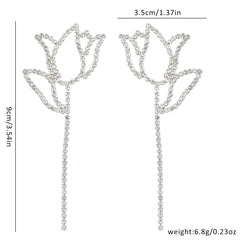 Sparkling Rhinestone Tulip Drop Earrings