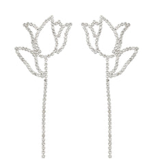 Sparkling Rhinestone Tulip Drop Earrings