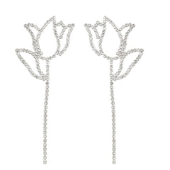 Sparkling Rhinestone Tulip Drop Earrings