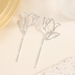 Sparkling Rhinestone Tulip Drop Earrings