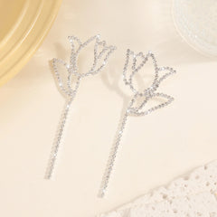 Sparkling Rhinestone Tulip Drop Earrings