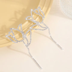 Sparkling Rhinestone Tulip Drop Earrings