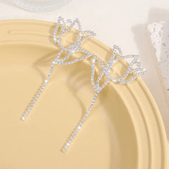 Sparkling Rhinestone Tulip Drop Earrings