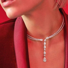 Sparkling Rhinestone Teardrop Choker Necklace