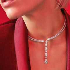 Sparkling Rhinestone Teardrop Choker Necklace