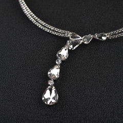 Sparkling Rhinestone Teardrop Choker Necklace