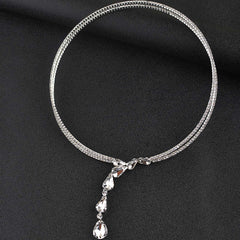 Sparkling Rhinestone Teardrop Choker Necklace