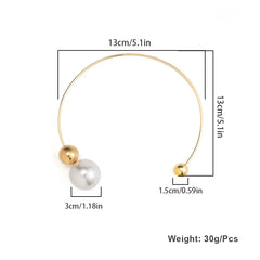 Modern Pearl & Gold Open Cuff Choker Necklace
