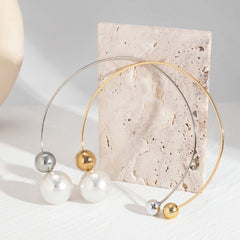 Modern Pearl & Gold Open Cuff Choker Necklace