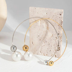 Modern Pearl & Gold Open Cuff Choker Necklace