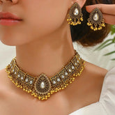 Ethnic Stone Necklace & Jhumka Earrings
