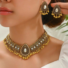 Ethnic Stone Necklace & Jhumka Earrings