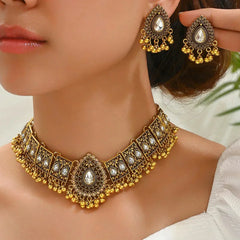 Ethnic Stone Necklace & Jhumka Earrings