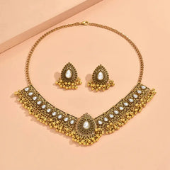 Ethnic Stone Necklace & Jhumka Earrings