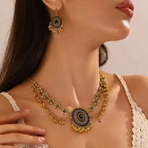 Ethnic Style Retro Oval Gem Necklace Set