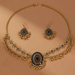 Ethnic Style Retro Oval Gem Necklace Set