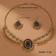 Ethnic Style Retro Oval Gem Necklace Set