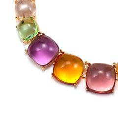 Elegant Multicolor Resin Gemstone Choker Necklace & Dangle Earrings Set