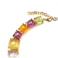 Elegant Multicolor Resin Gemstone Choker Necklace & Dangle Earrings Set