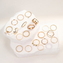22pcs Elegant Gold Heart & Stackable Rings Set for Women