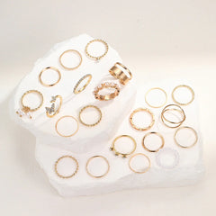 22pcs Elegant Gold Heart & Stackable Rings Set for Women