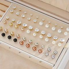 108pcs Elegant Rhinestone Stud & Hoop Earrings Set for Women